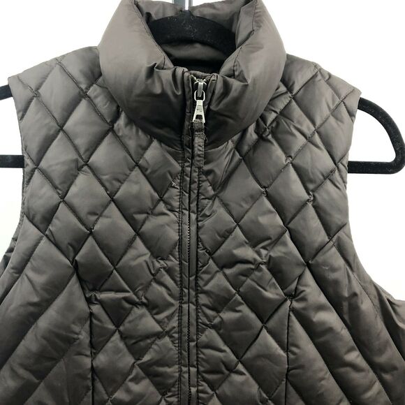 Tommy Hilfiger Puffer Vest Women Petite S Brown Down Feather Fill Jacket Pocket - Picture 8 of 11